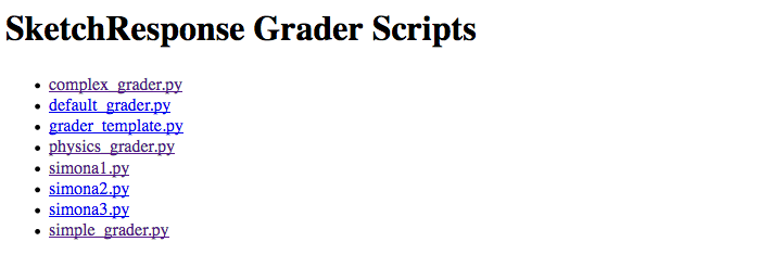 Listing of available grading scripts